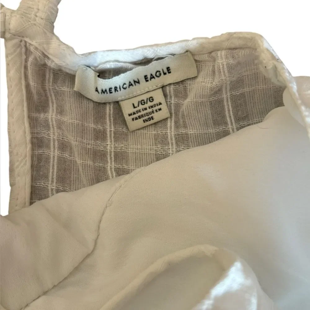 American Eagle Babydoll Mini Dress Strappy Open Back Womens Size Large White